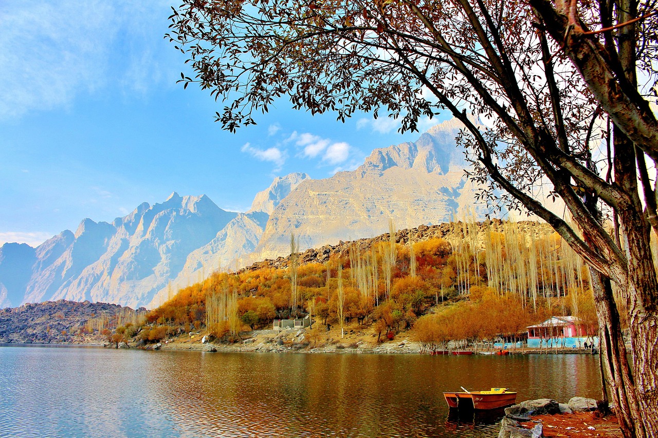 tree, lake, pakistan, nature, landscape, forest, travel, autumn, hill, valley, rock, peak, water, yellow, asia, adventure, colorful, mountains, karakorum, blue, upper kachura lake, skardu, indus river, shangrila lake, pakistan, pakistan, pakistan, pakistan, pakistan